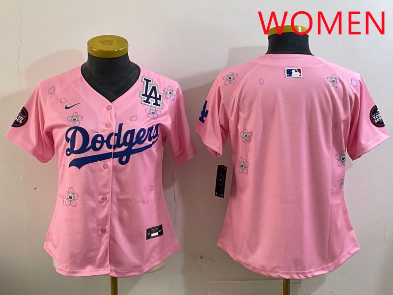 Women Los Angeles Dodgers Blank Pink Sakura Edition 2025 Nike MLB Jersey style 4